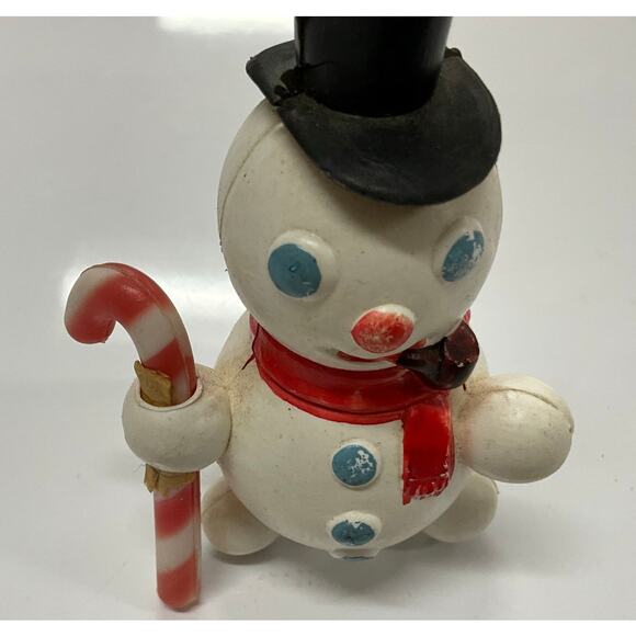 Vintage Snowman Table Top Figurine 50's Blow Mold 4.5" Hard Plastic Stand Alone - Picture 3 of 8